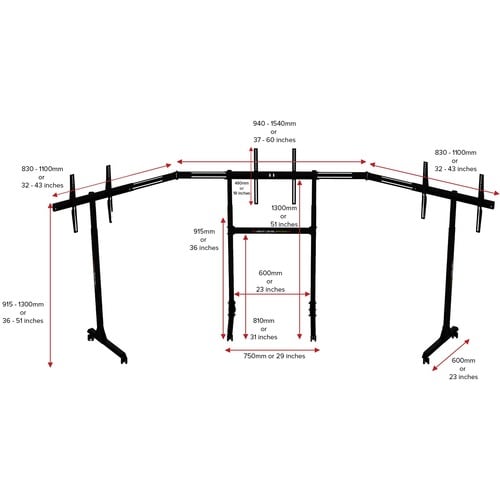 Next Level Racing Free Standing Triple Monitor Stand