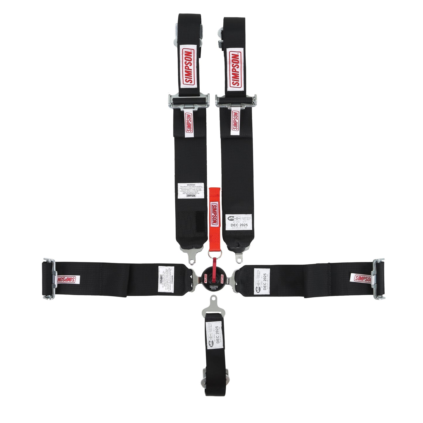 Simpson 29102BKH LCL 62" Lap FM 5-Point PU Harness BlackLever Camlock - 62" - Pull Up - HANS Shoulders