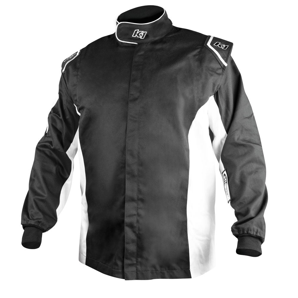 K1 Challenger Adult FR Cotton Jacket - SFI 3.2A/1- Black, White - Medium/Large 54