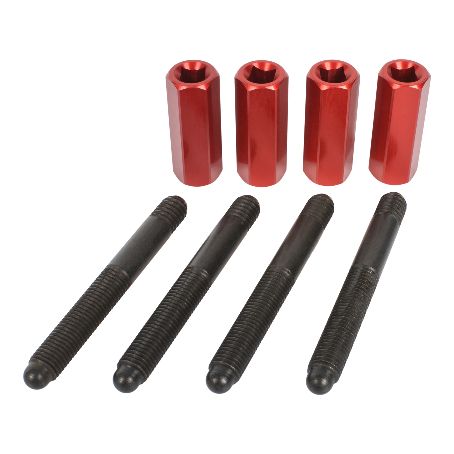 5/16-24 Carburetor Fastener, W/ Studs for 1" Spacer, Red, 4 Pack