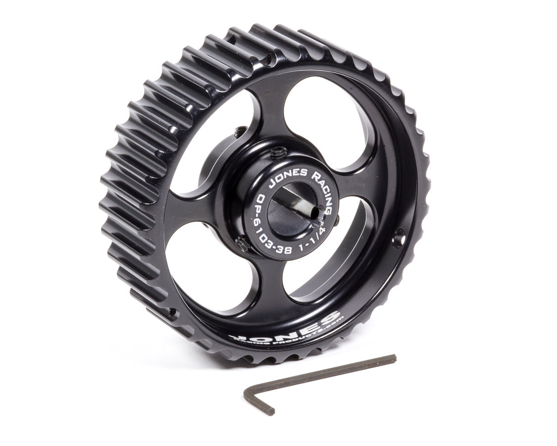 Oil Pump Pulley - HTD - 38 Tooth - 1-1/4 in Wide - 5/8 in Shaft - Aluminum - Black Anodized - Each