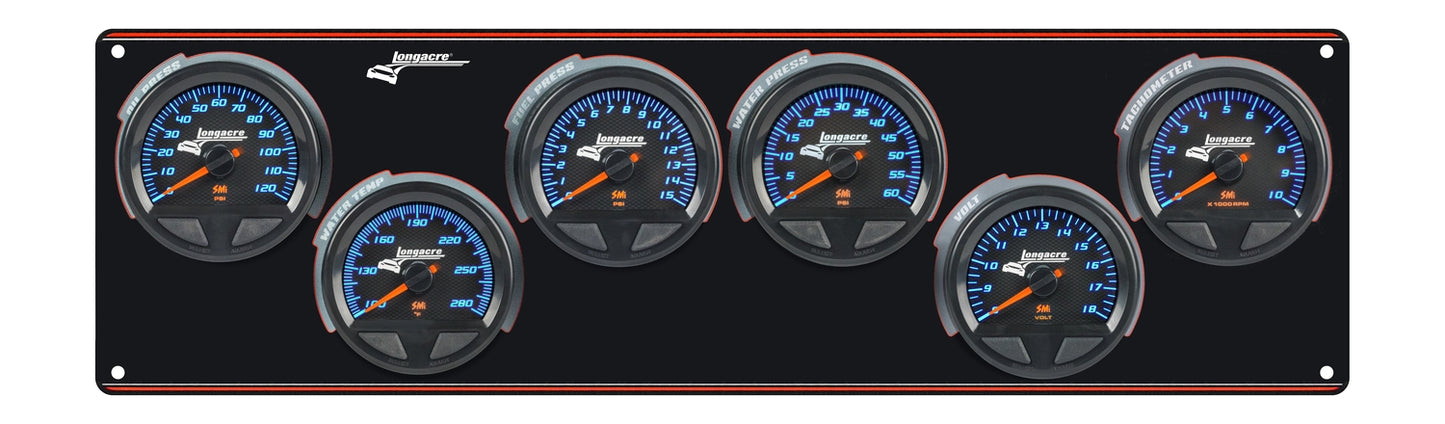 SMi™ Elite Waterproof Gauge Panel from Longacre, 5 Gauge Oil Pressure/Water Temperature/Fuel Pressure/Water Pressure/Volt/Tach