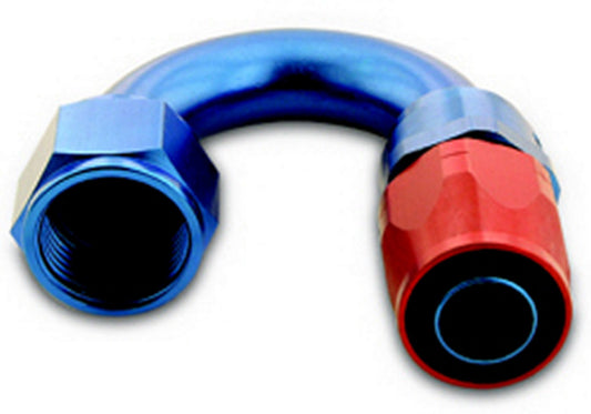 Fitting - Hose End - 200 Series - 180 Degree - 8 AN Hose to 8 AN Female - Aluminum - Blue / Red Anodized - Each
