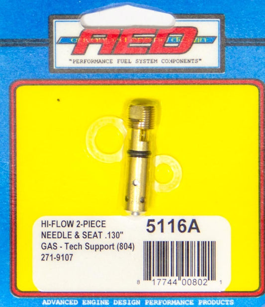 Needle and Seat - High Flow Bottom Feed - Adjustable - 0.140 Orifice - Viton - Holley / Quick Fuel Carburetors - Each