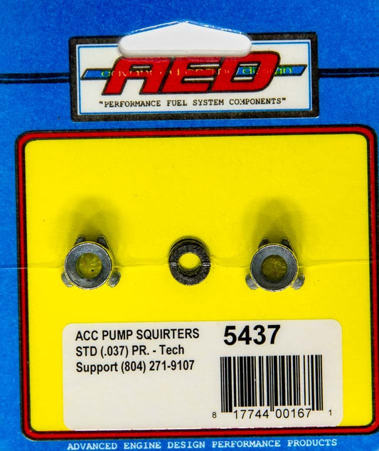 Accelerator Pump Discharge Nozzle - 0.037 in ID - Straight Type - Aluminum - Natural - Holley Carburetors - Pair