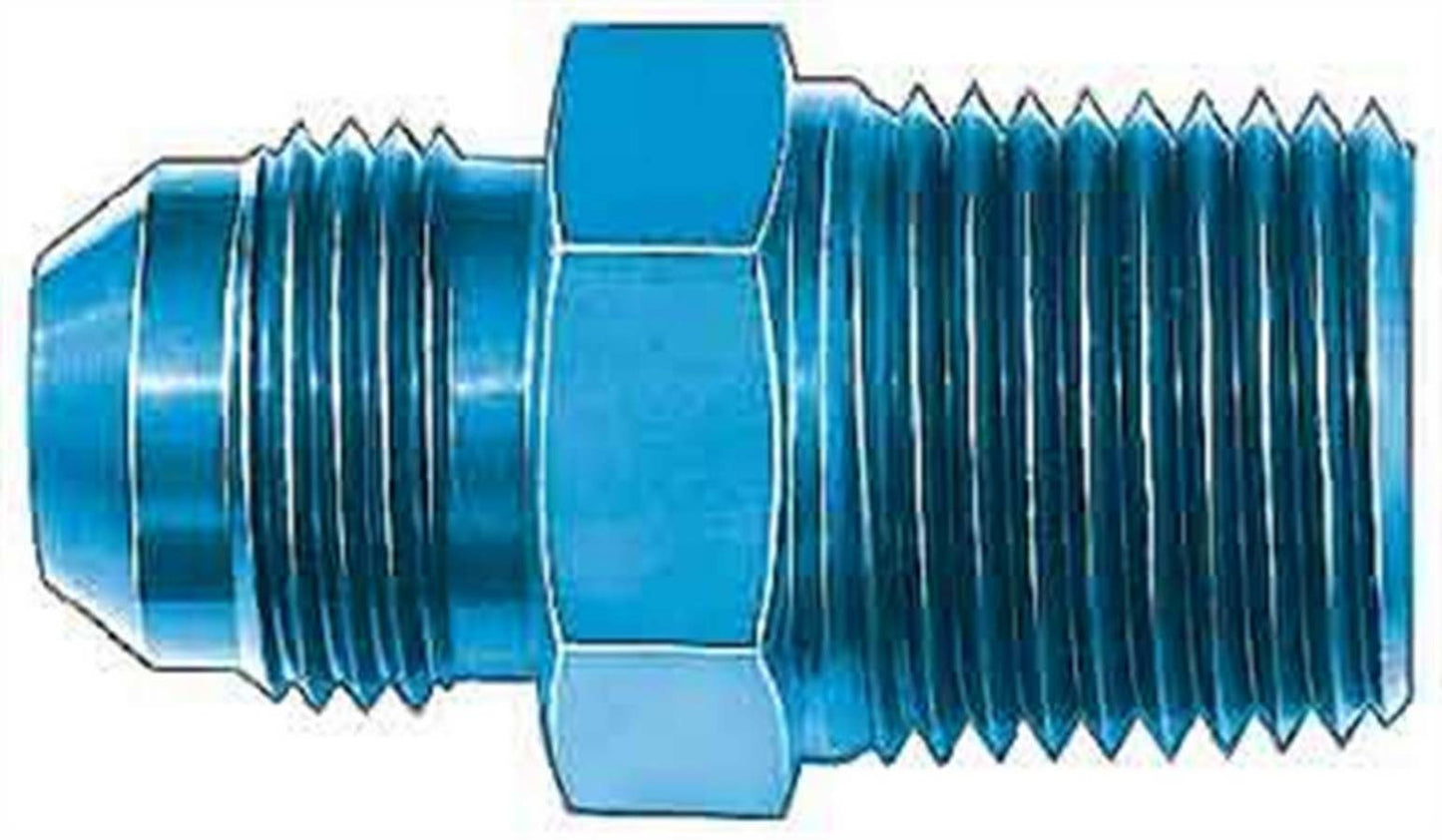 Fitting - Adapter - Straight - 8 AN Male to 3/8 in NPT Male - Aluminum - Blue Anodized - Each