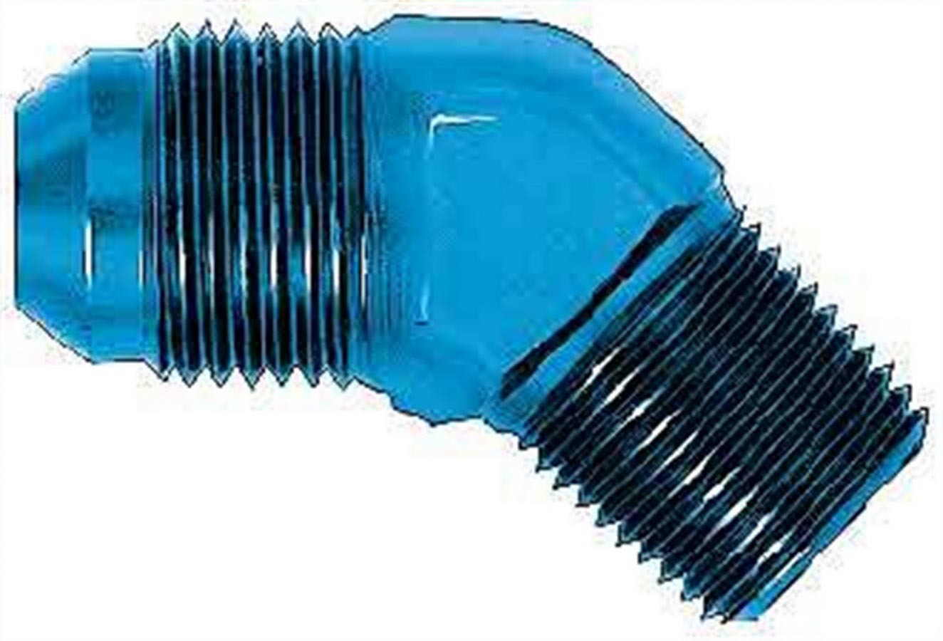 Fitting - Adapter - 45 Degree - 3 AN Male to 1/8 in NPT Male - Aluminum - Blue Anodized - Each