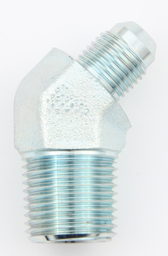 Fitting - Adapter - 45 Degree - 4 AN Male to 3/8 in NPT Male - Steel - Natural - Each
