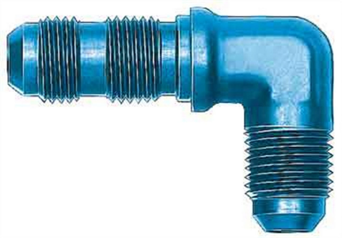 Fitting - Bulkhead - 90 Degree - 3 AN Male to 3 AN Male Bulkhead - Aluminum - Blue Anodized - Each