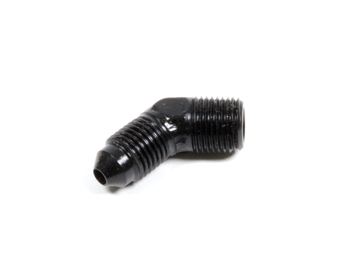 Fitting - Adapter - 45 Degree - 3 AN Male to 1/8 in NPT Male - Aluminum - Black Anodized - Each