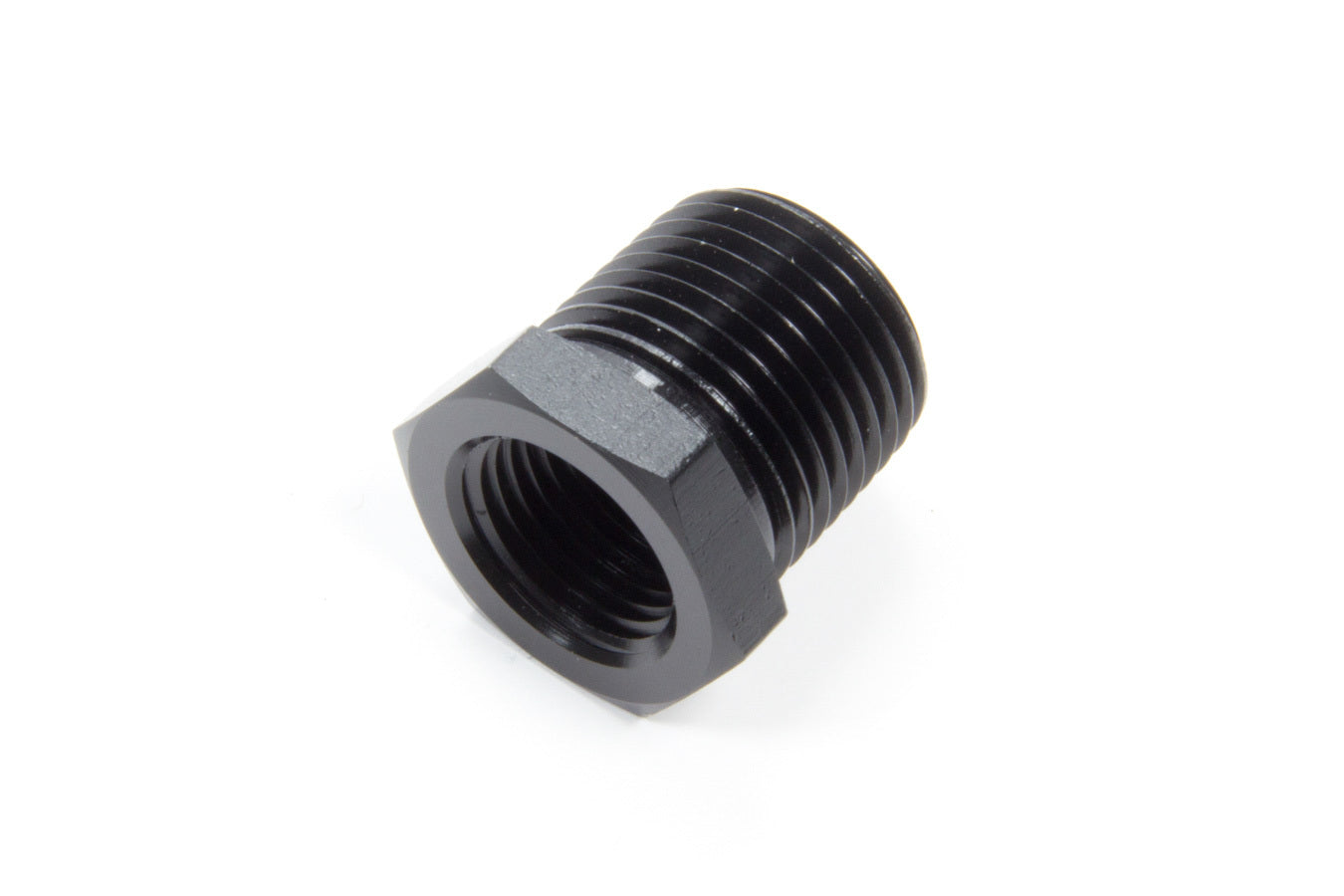 Fitting - Bushing - 3/8 in NPT Female to 1/2 in NPT Male - Aluminum - Black Anodized - Each