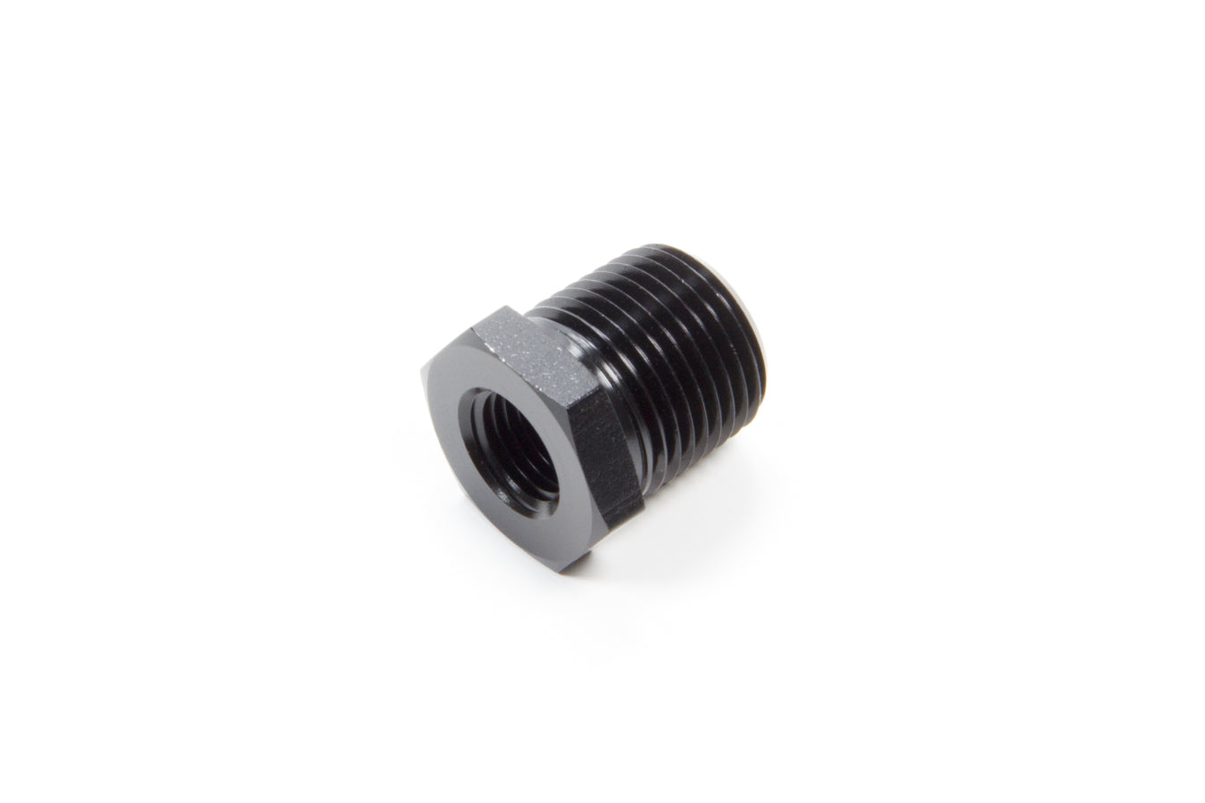 Fitting - Bushing - 1/4 in NPT Female to 1/2 in NPT Male - Aluminum - Black Anodized - Each