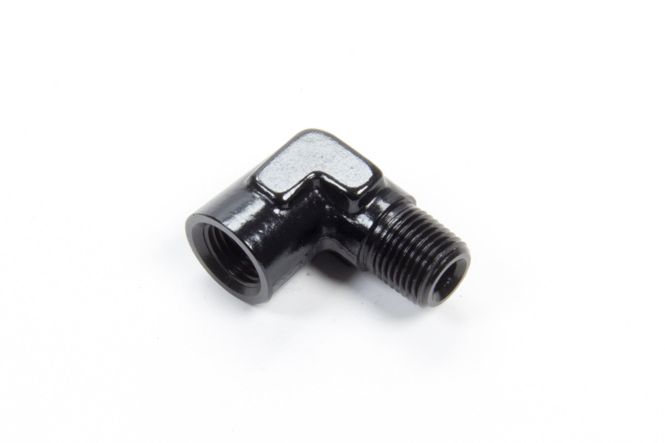 Fitting - Adapter - 90 Degree - 1/8 in NPT Female to 1/8 in NPT Male - Aluminum - Black Anodized - Each