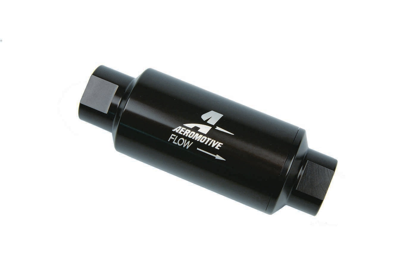Fuel Filter - In-Line - 100 Micron - Stainless Element - 10 AN Female O-Ring Inlet - 10 AN Female O-Ring Outlet - Aluminum - Black Anodized - Each