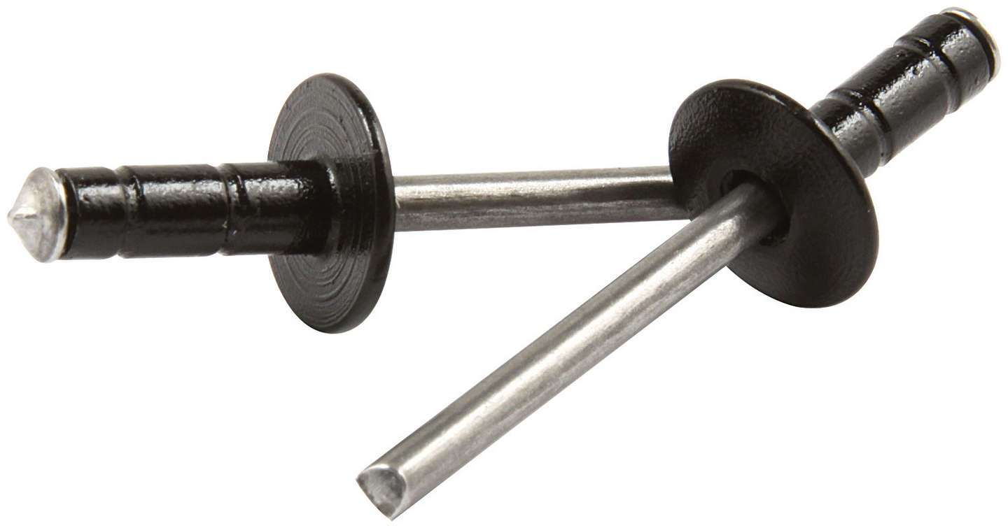 Rivet - Multi-Grip - 1/2 in Head - 3/16 in Steel Mandrel - 1/16-3/8 in Grip Range - Aluminum - Black Paint - Set of 250