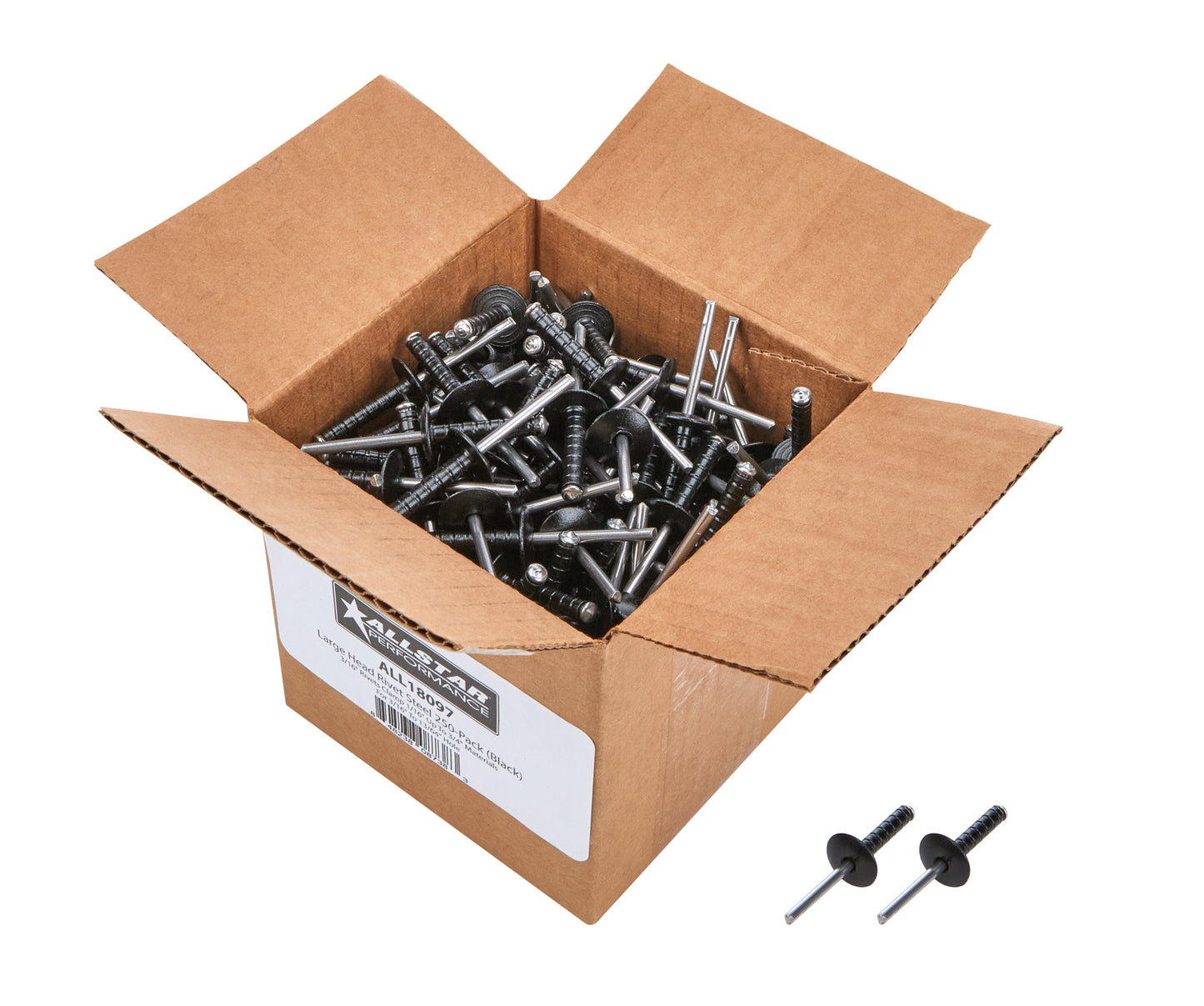Rivet - Multi-Grip - 9/16 in Head - 3/16 in Steel Mandrel - 1/16-5/8 in Grip Range - Aluminum - Black Paint - Set of 250