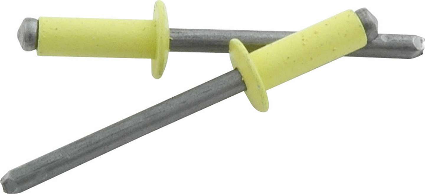 Rivet - 3/8 in Head - 3/16 in Steel Mandrel - 1/4-3/8 in Grip Range - Aluminum - Yellow Paint - Set of 250