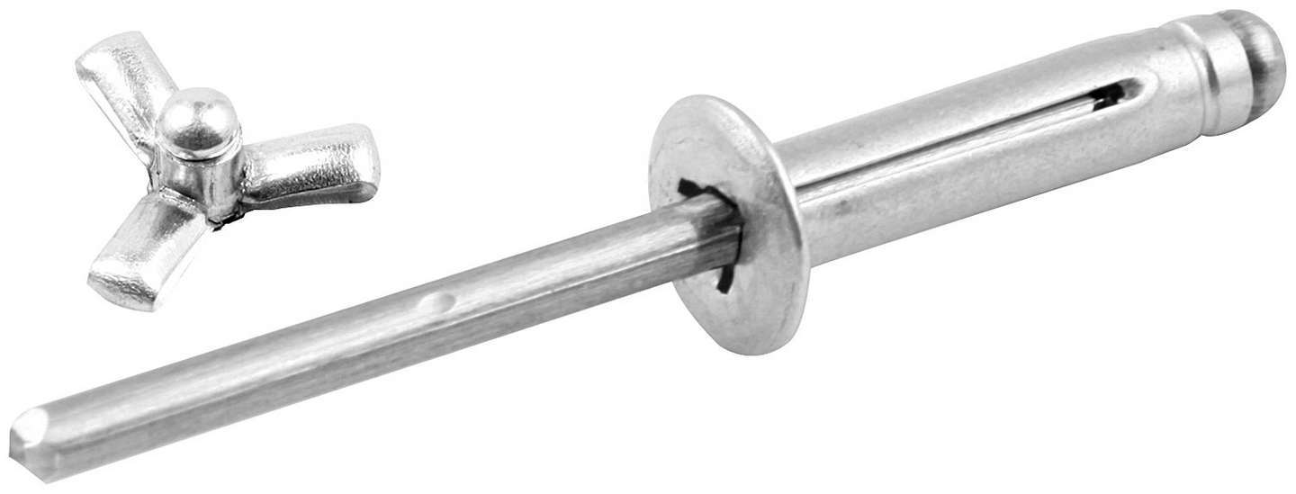 Rivet - Tri-Fold - 3/8 in Head - 3/16 in Mandrel - 1/16-3/8 in Grip Range - Aluminum - Natural - Set of 250