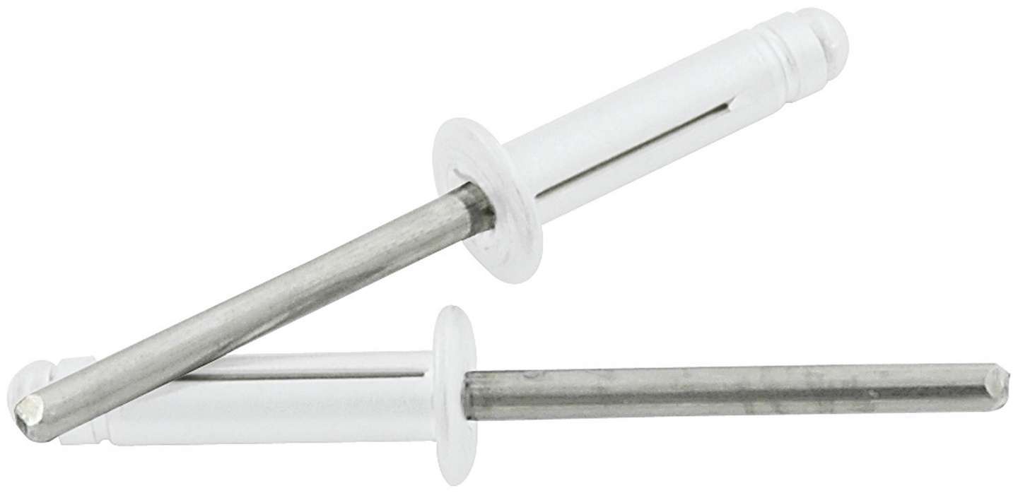 Rivet - Tri-Fold - 1/2 in Head - 3/16 in Steel Mandrel - 1/16-1/2 in Grip Range - Aluminum - Natural - Set of 250