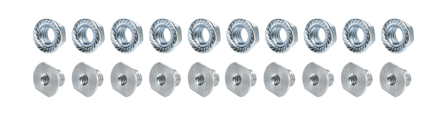Threaded Nut Insert - 1/4-20 in ID - 3/8 in OD - Aluminum - Natural - Set of 10