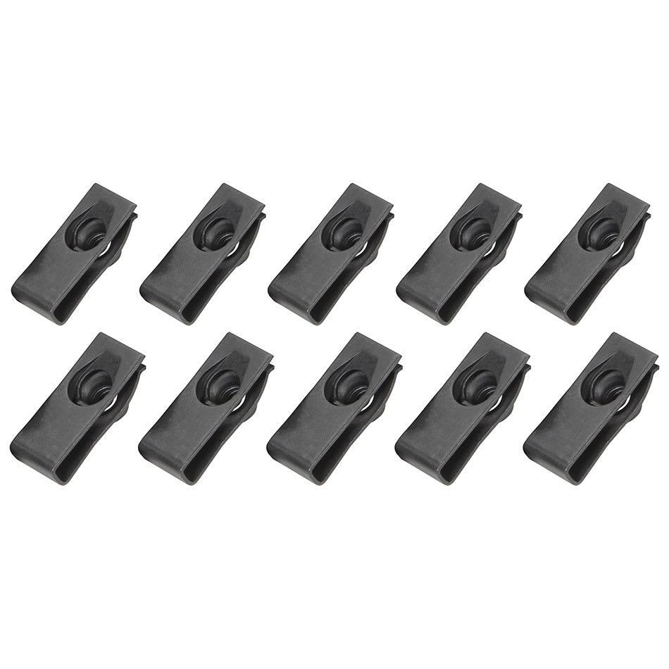 Body Bolt Clips - Long - 1/4-20 in Thread - Steel - Black Oxide - Set of 10