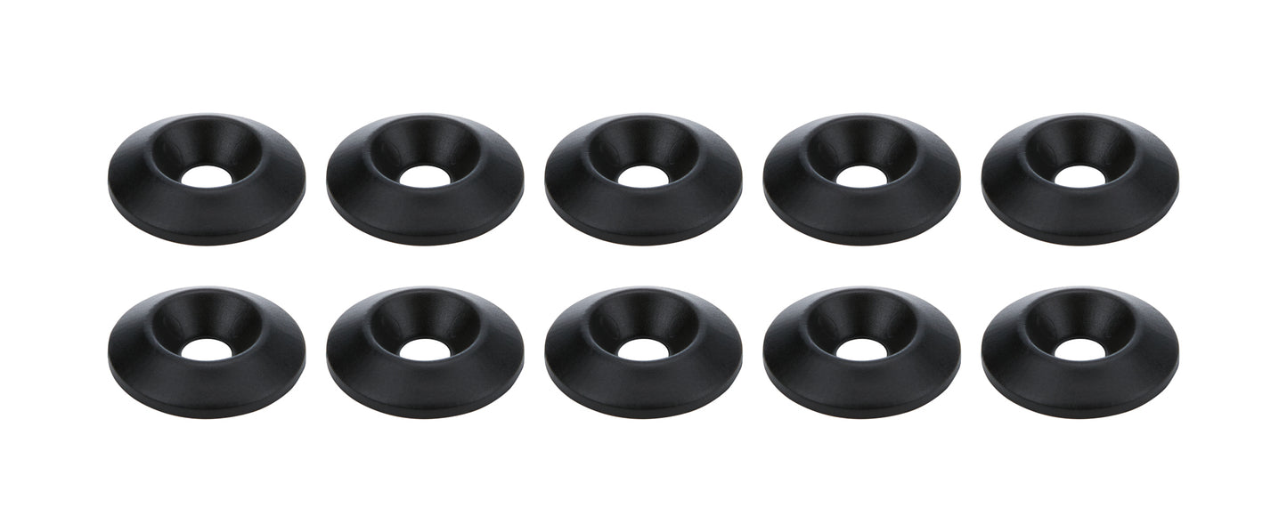 Body Bolt Washer - Countersunk - 1/4 in ID - 1 in OD - Plastic - Black - Set of 10