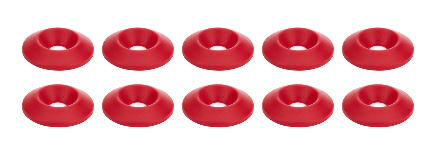 Body Bolt Washer - Countersunk - 1/4 in ID - 1 in OD - Plastic - Red - Set of 10