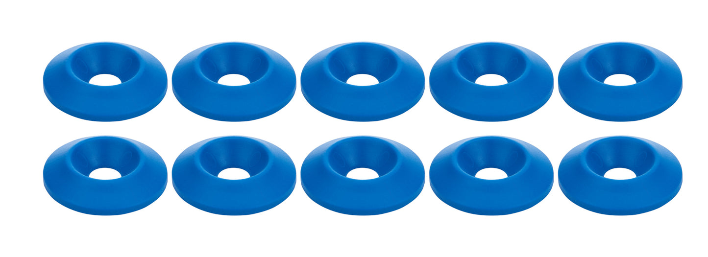Body Bolt Washer - Countersunk - 1/4 in ID - 1 in OD - Plastic - Blue - Set of 10