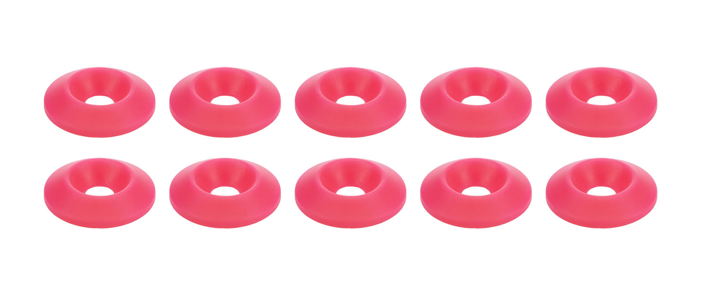 Countersunk Washer - 1/4 in ID - 1 in OD - Plastic - Pink - Set of 10