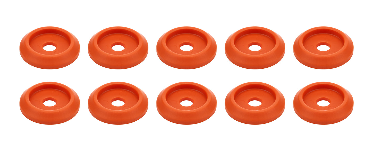 Body Bolt Washer - Countersunk - 1/4 in ID - 1-1/4 in OD - Plastic - Orange - Set of 10