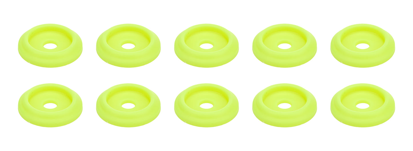 Body Bolt Washer - Countersunk - 1/4 in ID - 1 in OD - Plastic - Fluorescent Yellow - Set of 10