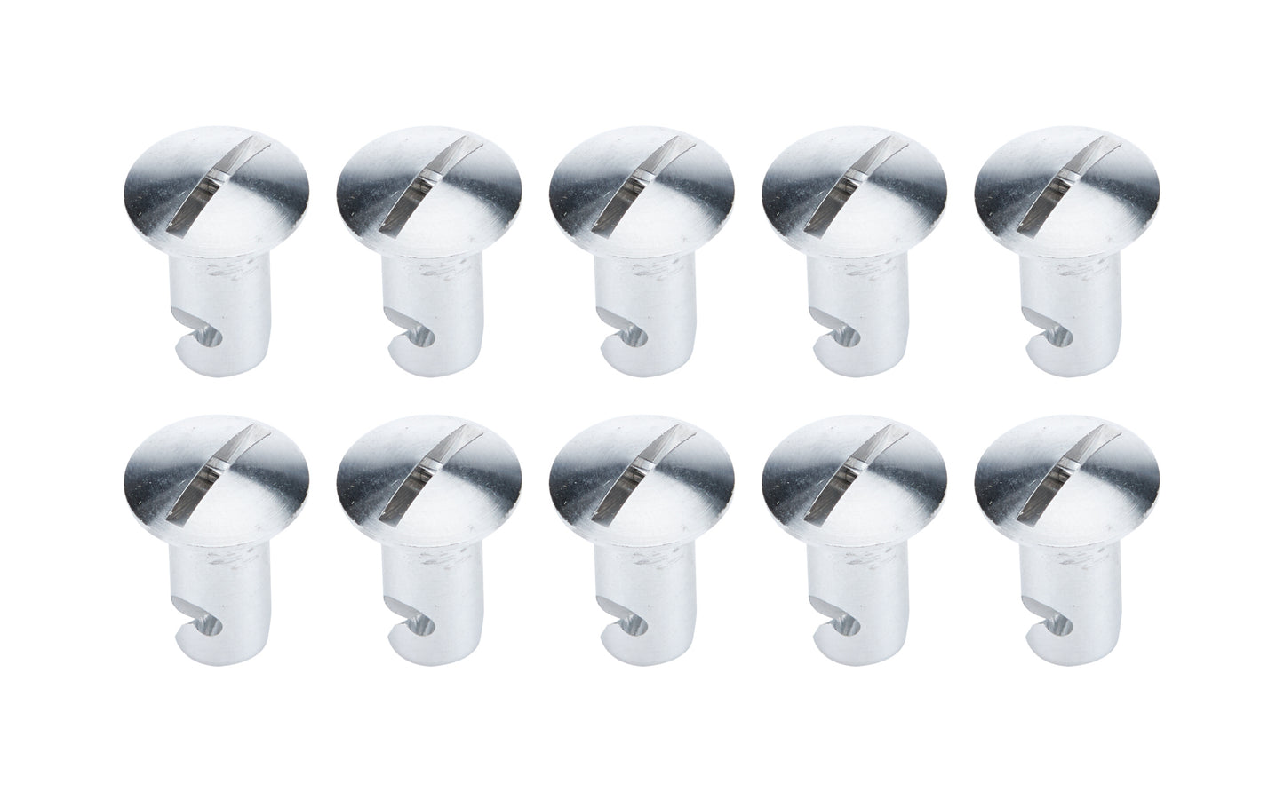 Quick Turn Dzus Fastener - Oval Head - Slotted - 7/16 x 0.750 in Body - Aluminum - Clear Anodized - Set of 10