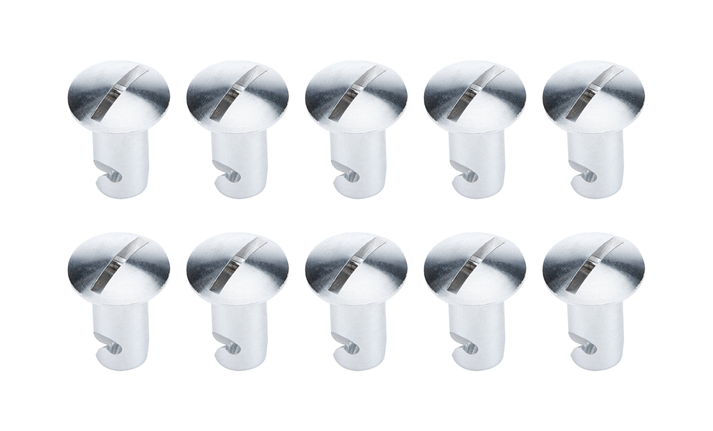 Quick Turn Dzus Fastener - Oval Head - Slotted - 5/16 x 0.500 in Body - Aluminum - Clear Anodized - Set of 10