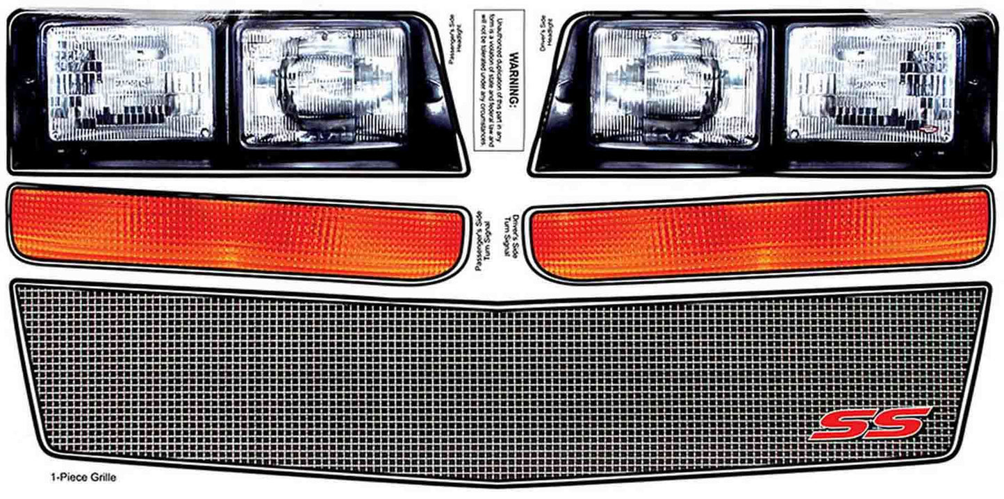 Graphics - Mesh Grille - Nose - Laminated Protective Coating - Chevy Monte Carlo 1983-88 - Kit