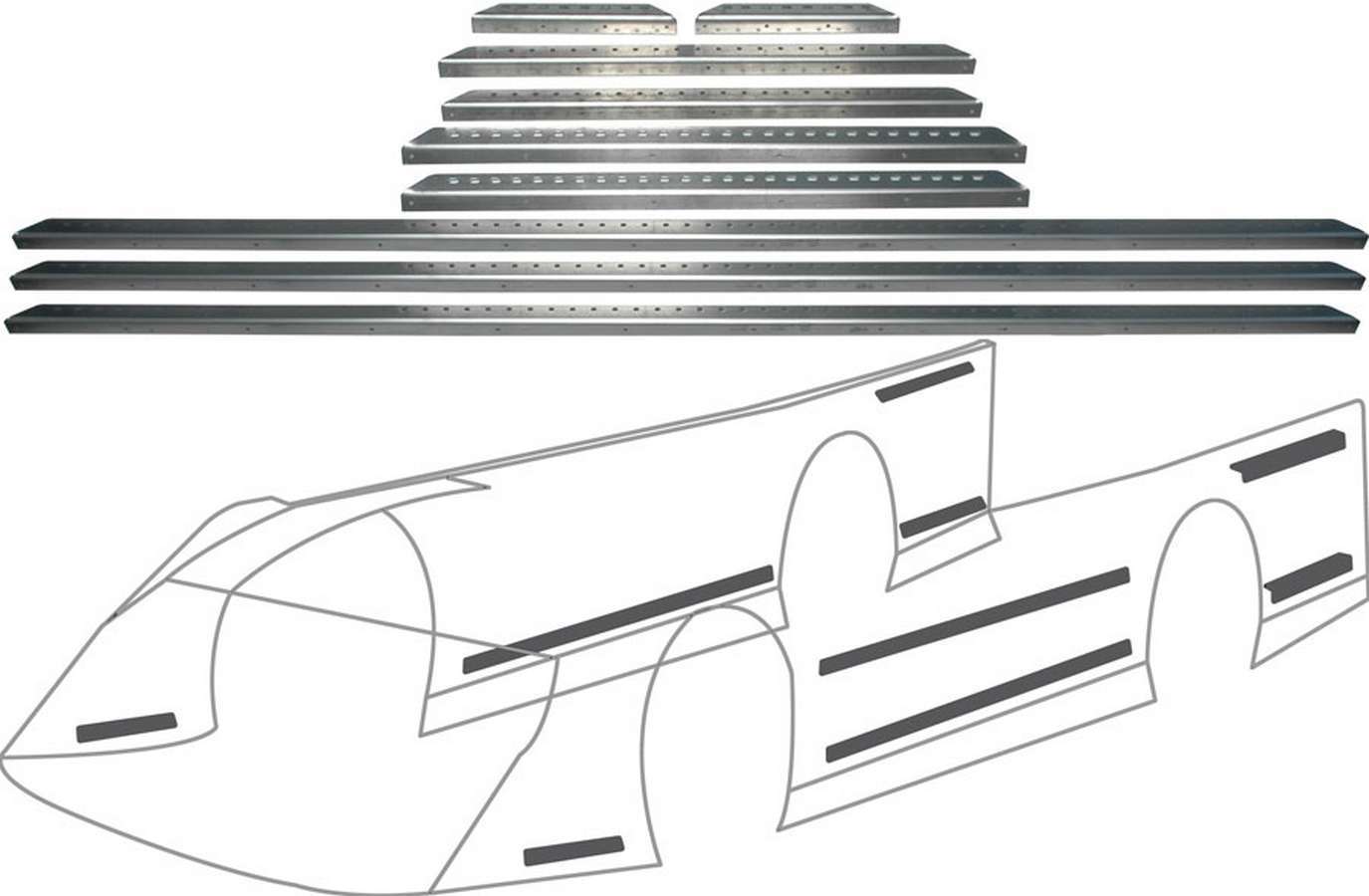 Body Brace - Doors / Fenders / Quarter Panels - Predrilled - Aluminum - Natural - Kit