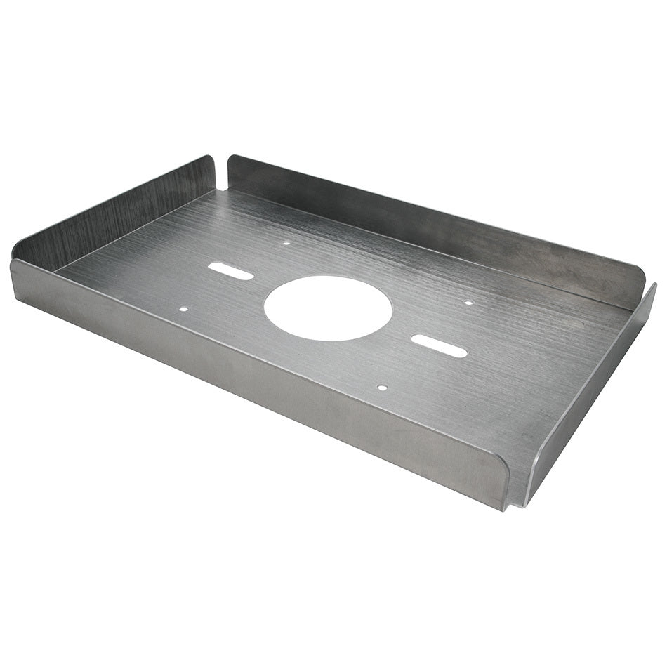 Scoop Tray - 2 in Tall - 21-1/2 in Long - 13-3/8 in Wide - Flat - Aluminum - Natural - Square Bore Carburetor Flange - Each
