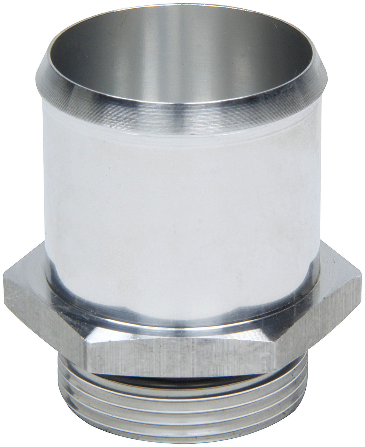 Fitting - Radiator Inlet - Straight - 1-5/8-12 in Male O-Ring to 1-3/4 in Hose Barb - Aluminum - Clear Anodized - Radiators - Each
