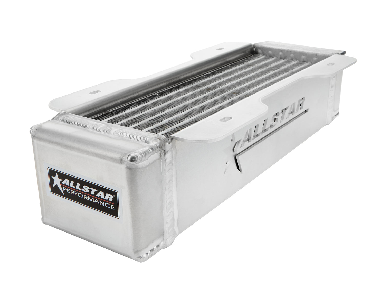 Fluid Cooler - 4 x 15 x 3.5 in - Plate Type - 10 AN Male Inlet / Outlet - 1/2 in NPT Female Port - Aluminum - Natural - Engine Oil - Each