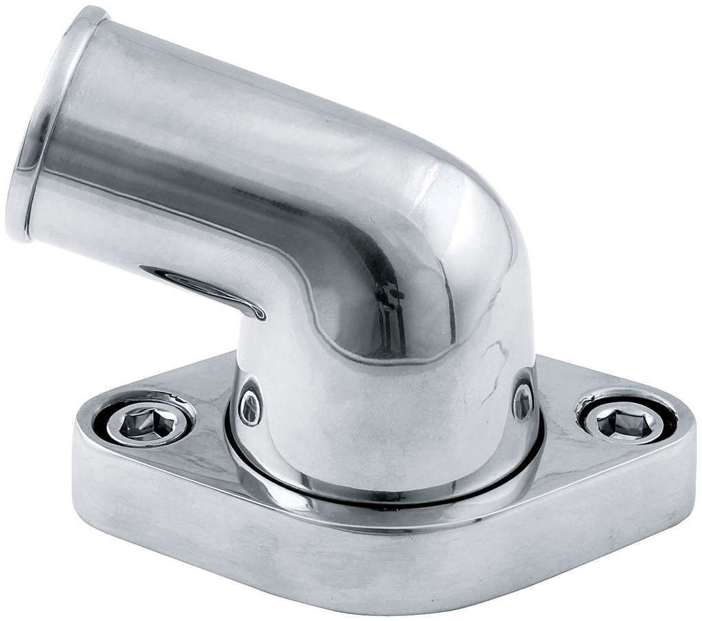 Water Neck - 75 Degree - 1-1/2 in ID Hose - Swivel - O-Ring - Hardware Included - Billet Aluminum - Polished - Chevy V8 - Each
