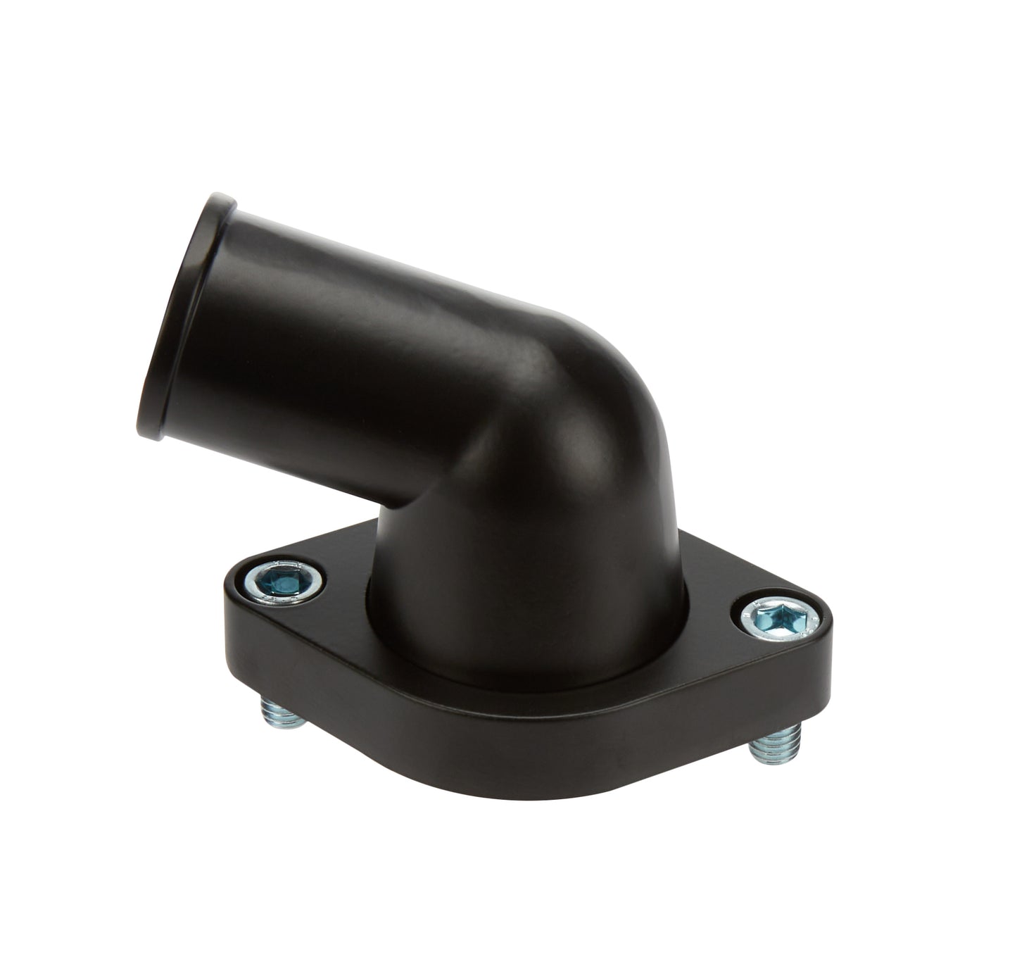 Water Neck - 75 Degree - 1-1/2 in ID Hose - O-Ring - Hardware Included - Billet Aluminum - Black Powder Coat - Chevy V8 - Each