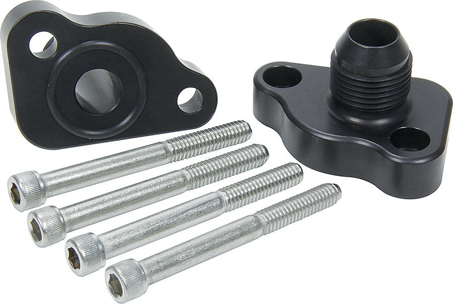 Water Pump Adapter - Standard to Remote - 12 AN Male Ports - Aluminum - Black Anodized - Small Block Ford - Kit