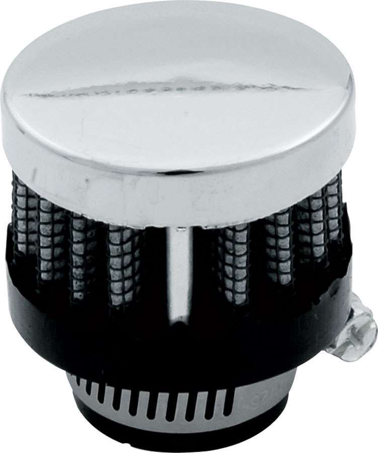 Breather - Clamp-On - Round - 5/8 in OD Tube - Reusable - Rubber / Steel - Black / Chrome - Each