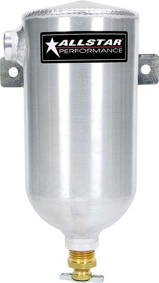 Overflow Tank - Coolant - 1 qt - 3/8 in NPT Inlet - 1/2 in NPT Outlet - Petcock Drain - Aluminum - Natural - Each