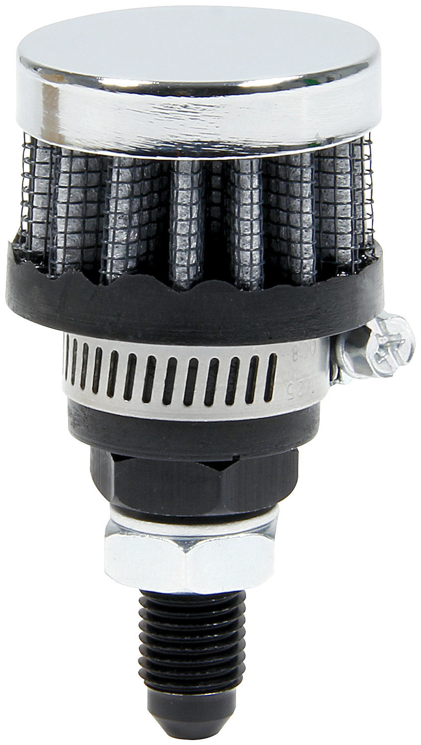 Breather - Screw-In - Round - 4 AN Tube - Reusable - Steel - Chrome - Each
