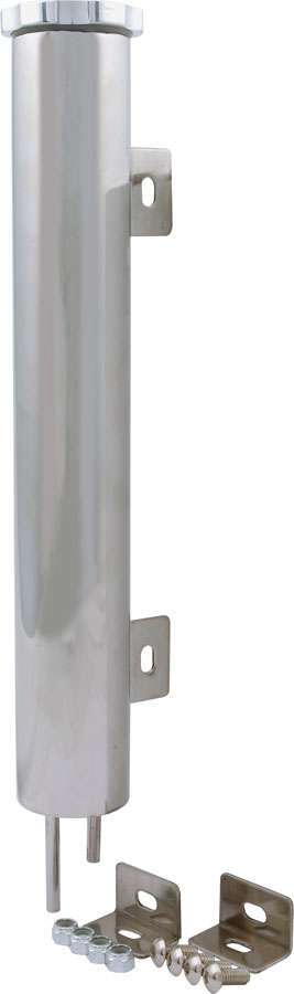 Recovery Tank - 15 in Tall - 2 in Diameter - 1/4 in Hose Barb Inlet - 1/4 in Hose Barb Outlet - Stainless - Polished - Each