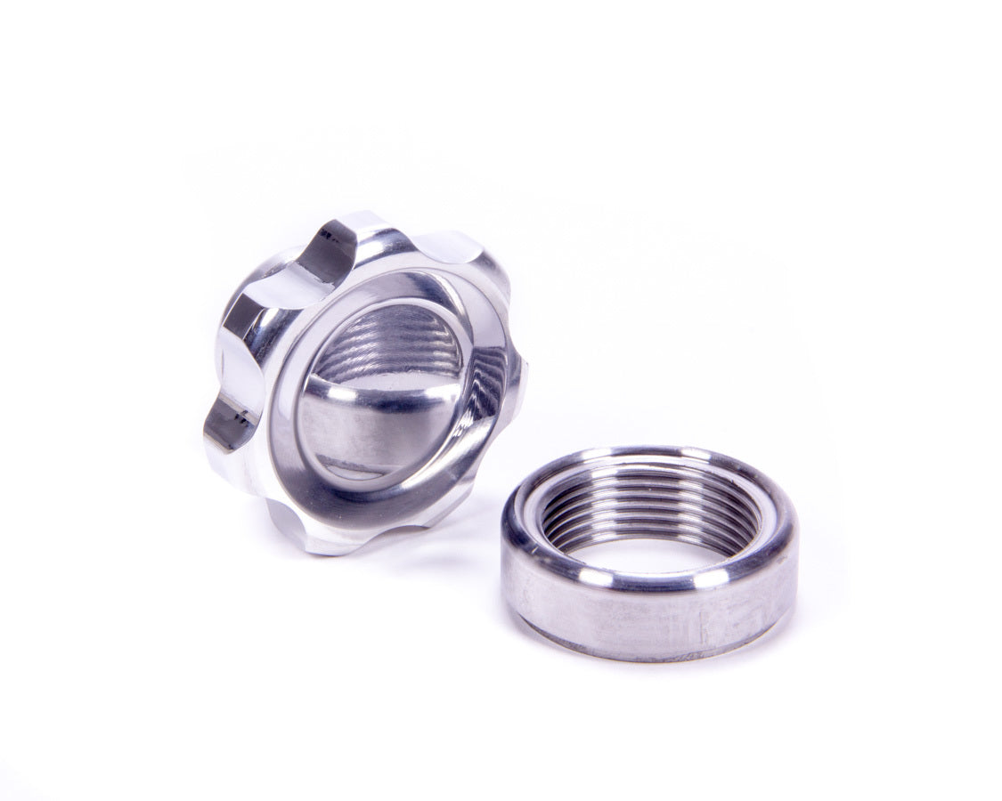 Bung and Cap Kit - 1.375 in OD - Weld-On - Steel Bung - Aluminum Threaded Cap - Polished - Kit