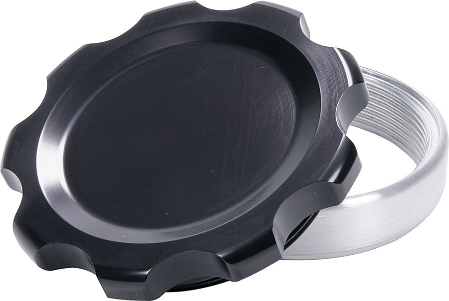 Bung and Cap Kit - 3.000 in OD - Weld-On - Steel Bung - Aluminum Threaded Cap - Black Anodized - Kit