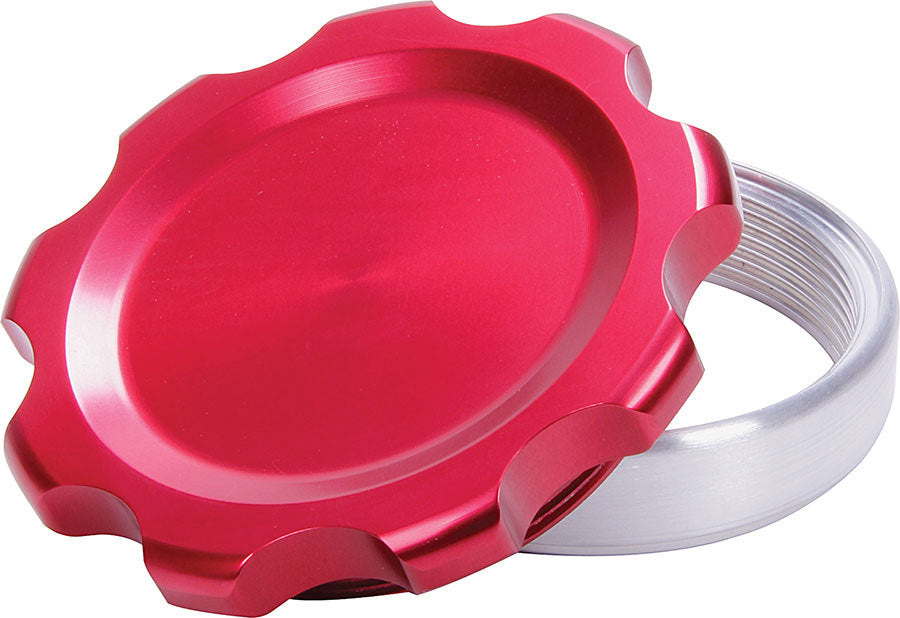 Bung and Cap Kit - 3.000 in OD - Weld-On - Steel Bung - Aluminum Threaded Cap - Red Anodized - Kit