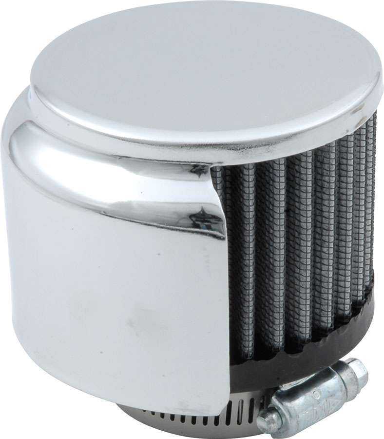 Breather - Clamp-On - Round - 1-1/2 in OD Tube - Half Shielded - Reusable - Steel - Chrome - Each