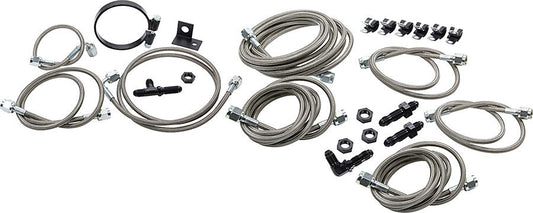 Brake Line Kit - 3 AN Hose - 4 AN Ends - Fittings / Installation Hardware - Braided Stainless - Natural - AM Calipers - Dirt Modified - Kit